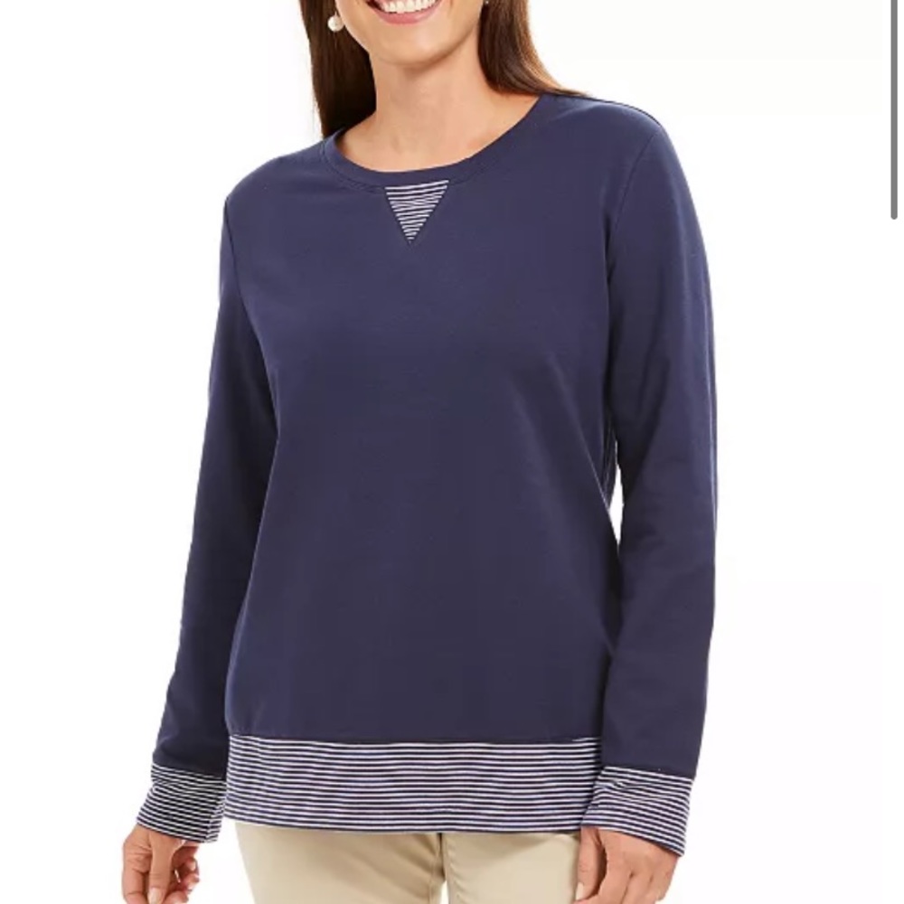 🌴 Karen Scott Black Sport Contrast Hem Sweatshirt